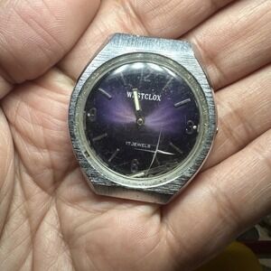 Vintage Rare Purple WESTCLOX 17 jewels Mens watch 37mm - For Repair  - No Crown